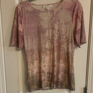 Coldwater Creek Women's Mauve and Beige Short Sleeve Top
